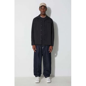 Norse Projects cămașă Carsten Solotex Twill Shirt LS bărbați, culoarea negru, cu guler clasic, relaxed N40.0789.9999