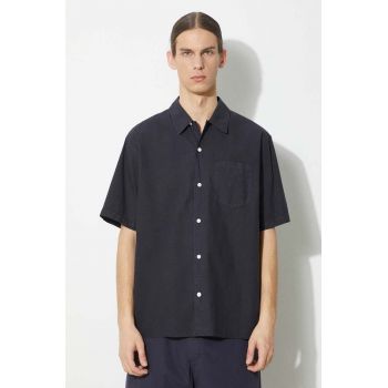 Norse Projects camasa Carsten Cotton Tencel barbati, culoarea albastru marin, cu guler clasic, regular, N40.0579.7004