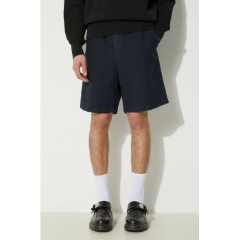 Norse Projects pantaloni scurți din amestec de in Ezra Relaxed Cotton culoarea albastru marin, N35.0614.7004