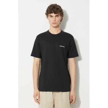 Norse Projects tricou din bumbac Johannes Organic Logo barbati, culoarea negru, neted, N01.0606.9999