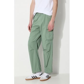 thisisneverthat pantaloni de bumbac culoarea verde, drept, TN241WPARP02