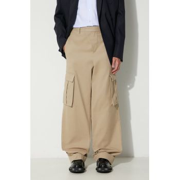 424 pantaloni bărbați, culoarea bej, drept, 35424P03 236501