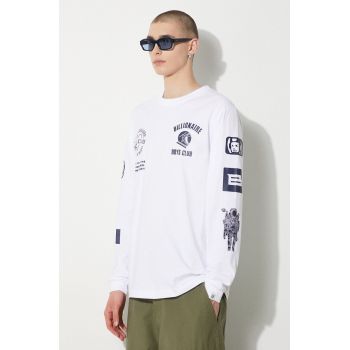 Billionaire Boys Club longsleeve din bumbac Multi Graphic Longsleeve culoarea alb, cu imprimeu, B24251