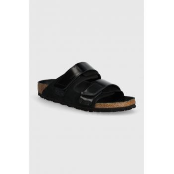 Birkenstock slapi de piele Uji femei, culoarea negru, 1026570