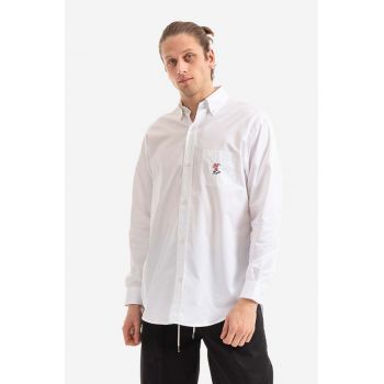 Drôle de Monsieur cămașă din bumbac La Chemise Royal bărbați, culoarea alb, cu guler clasic, regular SH101.WHITE-WHITE