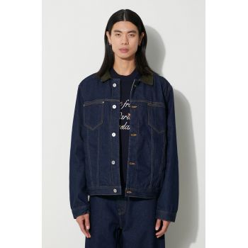 Drôle de Monsieur geacă din denim La Veste Jean Brut bărbați, culoarea bleumarin, de tranziție, oversize, C-JT137-CO084-NY