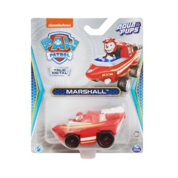 Masinuta Paw Patrol Aqua Pups Vehicul acvatic, Marshall, Rosu, 10 cm