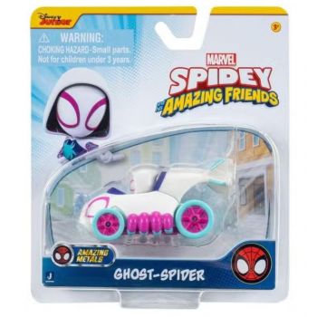 Masinuta Spidey si prietenii - Ghost Spider, Metal, Multicolor, 7,5 cm