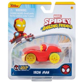 Masinuta Spidey si prietenii - Iron man, Metal, Multicolor, 7,5 cm