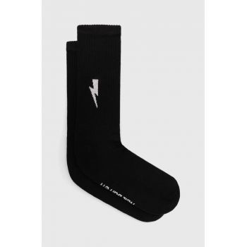 Neil Barett șosete BOLT COTTON SKATE SOCKS culoarea negru, PBAC116.C9400.514