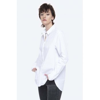 Norse Projects cămașă din bumbac Maja Poplin femei, culoarea alb, cu guler clasic, regular NW40.0083.001-0001