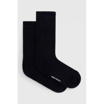 Norse Projects ciorapi de bumbac Bjarki N Logo Sport Sock - 2 Pack culoarea bleumarin N82.0065.7004