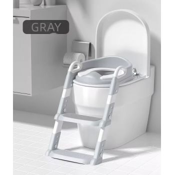 Reductor toaleta ajustabil cu scara Little Mom Grey