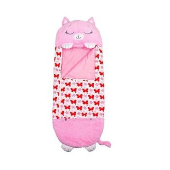 Sac de dormit din plus 2 in 1 Happy Nappers - Charlotte Kitty, Roz, 50 x 137 cm