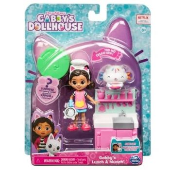 Set 3 figurine interactive Spin Master, Gabby's Dollhouse cu bucatarie, Gabby's Lunch & Munch, 7cm