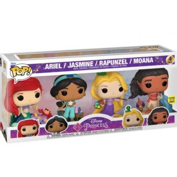 Set 4 figurine Funko POP Disney Princess, Ariel, Jasmine, Rapunzel, Moana, Vinil, 10 cm, Multicolor