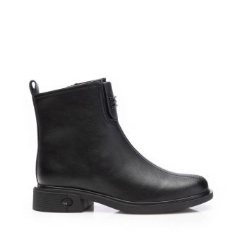 Botine damă casual din piele naturală, Pass Colection - 4501 Negru Box