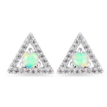 Cercei opal, topaz alb din argint Triangle