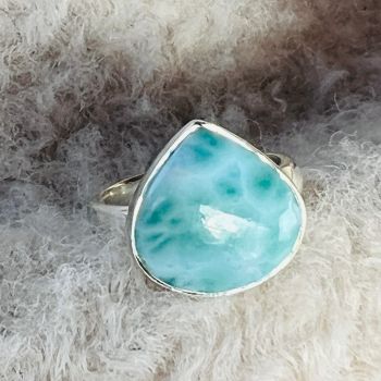 Inel ajustabil cu piatra larimar din argint model 1