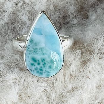 Inel ajustabil cu piatra larimar din argint model 9