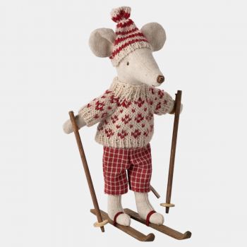 Jucarie maileg, Winter mouse with ski set, Mum