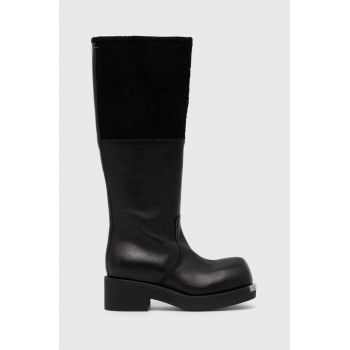 MM6 Maison Margiela ghete de piele Boot femei, culoarea negru, cu platforma, S66WW0075