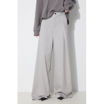 MM6 Maison Margiela pantaloni din lana culoarea gri, lat, high waist, S52KA0481