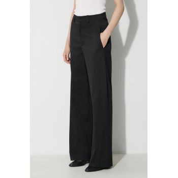 MM6 Maison Margiela pantaloni din lână culoarea negru, drept, high waist, S62KB0178