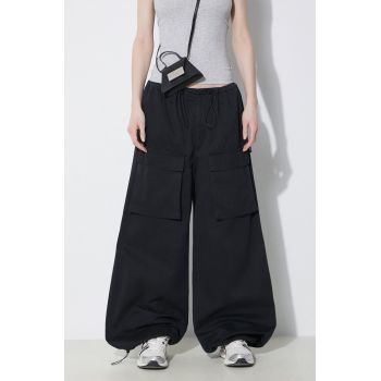 MM6 Maison Margiela pantaloni femei, culoarea negru, lat, high waist, S52KA0478