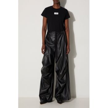 MM6 Maison Margiela pantaloni femei, culoarea negru, lat, high waist, S52KA0510.S53057