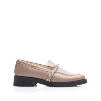 Pantofi casual damă din piele naturală, Leofex - Mostră Emilia Taupe Box