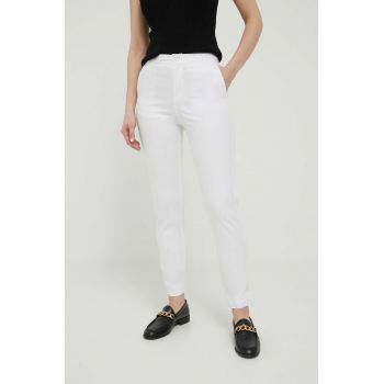 United Colors of Benetton pantaloni femei, culoarea bej, mulata, high waist