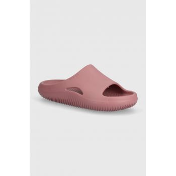 Crocs papuci Mellow Slide femei, culoarea roz, cu platforma, 208392