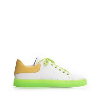 Pantofi sport bărbați din piele naturală, Leofex - 882 Alb Verde Box