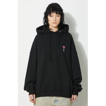 Fiorucci hanorac de bumbac Black Lollipop Patch Hoodie culoarea negru, cu glugă, cu imprimeu, M01FPSHO092CJ05BK01