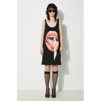 Fiorucci rochie din bumbac Mouth Print Tank Dress culoarea negru, mini, oversize, W01FPDTA111CO01BK01