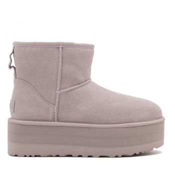 Ghete femei UGG Classic Mini Platform Pale Smoke din piele întoarsă 2398dg1134991vli