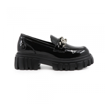 Pantofi loafer femei Benvenuti negri din piele lacuită 3748dp501ln