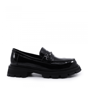 Pantofi loafer femei Enzo Bertini negri din piele lăcuită 1128DP4885LN