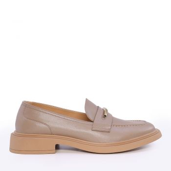 Pantofi tip loafer femei Enzo Bertini taupe din piele naturală 1127DP1143TA