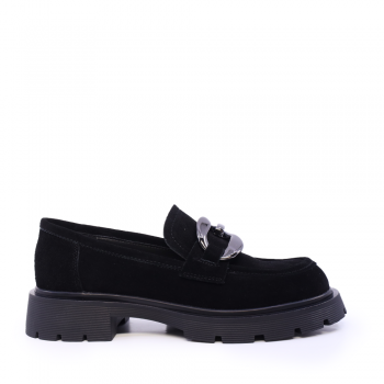 Pantofi tip loafer femei Luca di Gioia negri din piele întoarsă 1298DP2061VN