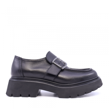 Pantofi tip loafers femei Benvenuti negri din piele naturală 688DP24919N