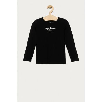 Pepe Jeans longsleeve copii Hana culoarea negru, cu imprimeu