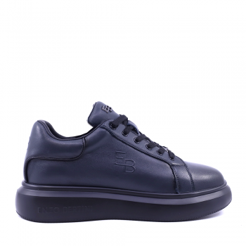 Sneakers bărbați Enzo Bertini bleumarin din piele naturală  cu logo embosat 3868BP553BL