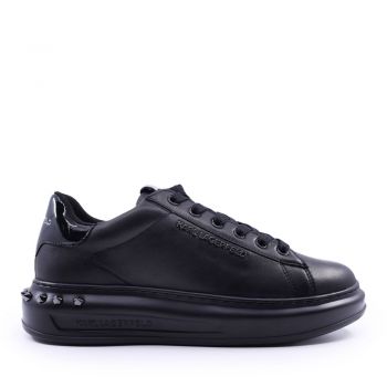 Sneakers bărbați Karl Lagerfeld KAPRI MENS Stud Kounter Lo Lace negri din piele 2058BP52574AN