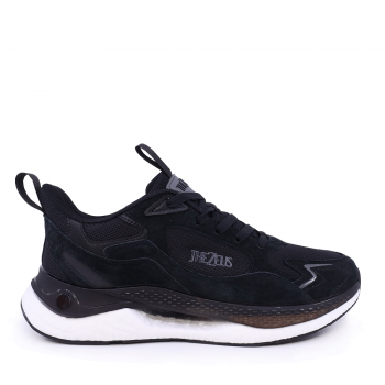 Sneakers bărbați Thezeus negri din piele și textil 3737BPS8133VN