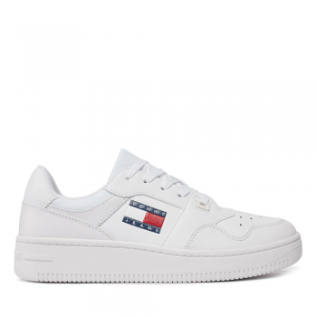 Sneakers bărbați Tommy Hilfiger Tim Retro Basket albi din piele 3418BP1395A