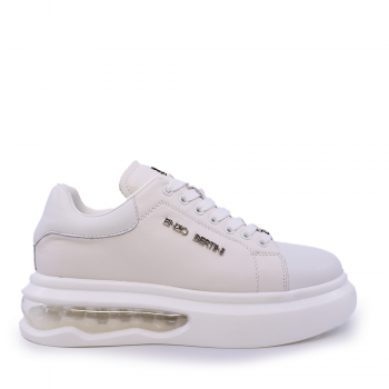 Sneakers Enzo Bertini albi din piele naturală cu logo lateral 3868DP412A