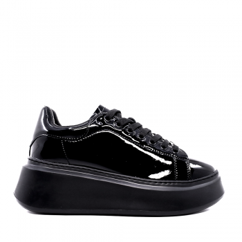 Sneakers femei Benvenuti negre din piele lăcuită 3748DP002LN