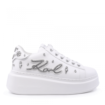 Sneakers femei Karl Lagerfeld Anakapri Florastone Karl Patch albi din piele 2059DP63525A